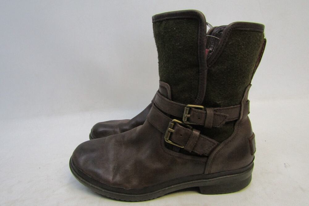 UGG Womens Size 6.5 M Brown Leather Buckle Zip Ankle Fashion Boots Bootie